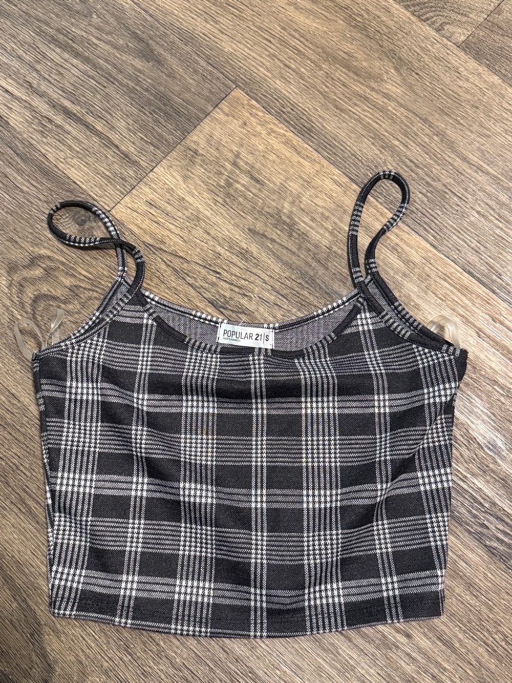 Popular 21 Black Plaid Cropped Tank Top